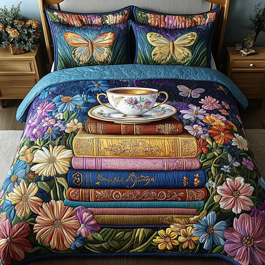 Tea and Book Retreat 3-Piece Quilted Bedding Set NCU0VL1328