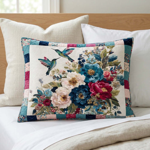 Teal Garden Quilted Bedding Pillow Case NCU0NT12330