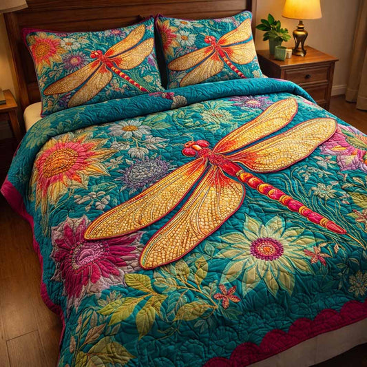 Teal Blossom 3-Piece Quilted Bedding Set NCU0XD2466