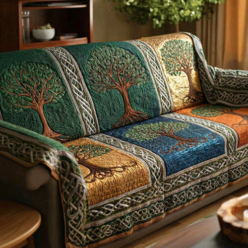Teal Nature Roots Quilted Sofa Cover NCU0NT12064