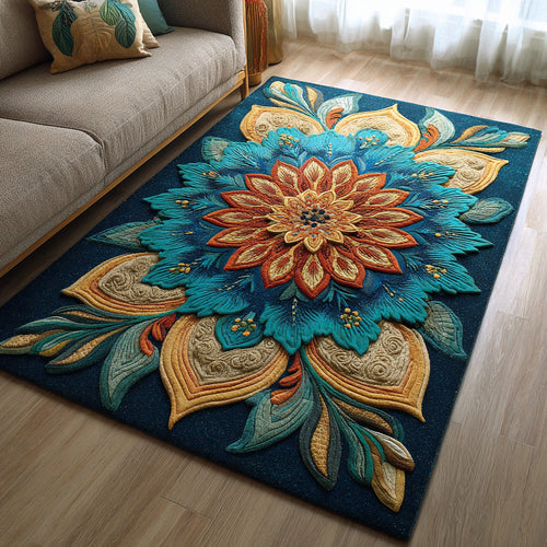 Teal Petals Area Rug NCU0VL3295