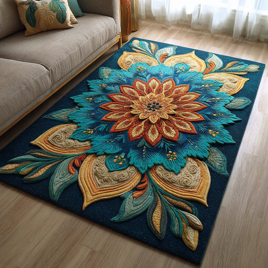 Teal Petals Area Rug NCU0VL3295