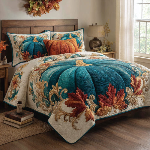 Teal Pumpkin 3-Piece Quilted Bedding Set NCU0VL3706