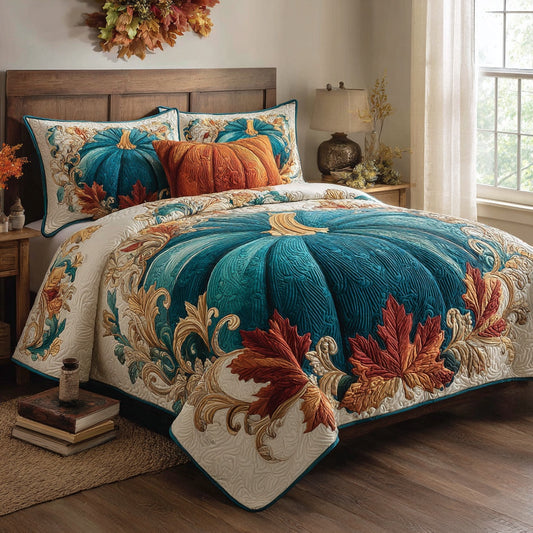 Teal Pumpkin 3-Piece Quilted Bedding Set NCU0VL3706