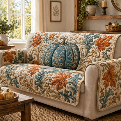 Teal Pumpkin Quilted Sofa Cover NCU0VL3776