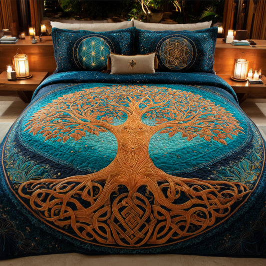 Teal Sanctuary 3-Piece Quilted Bedding Set NCU0VL3078