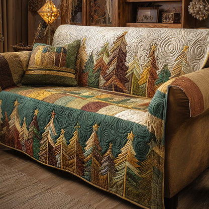 Teal Woodland Christmas Quilted Sofa Cover NCU0XD1920