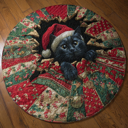 Tearaway Black Cat Quilted Round Mat NCU0HH639