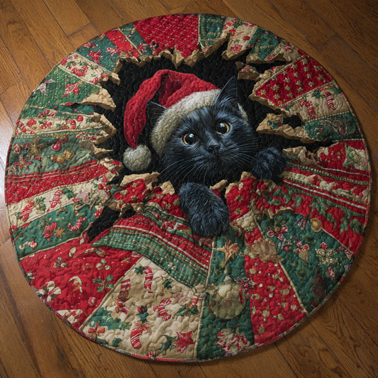 Tearaway Black Cat Quilted Round Mat NCU0HH639