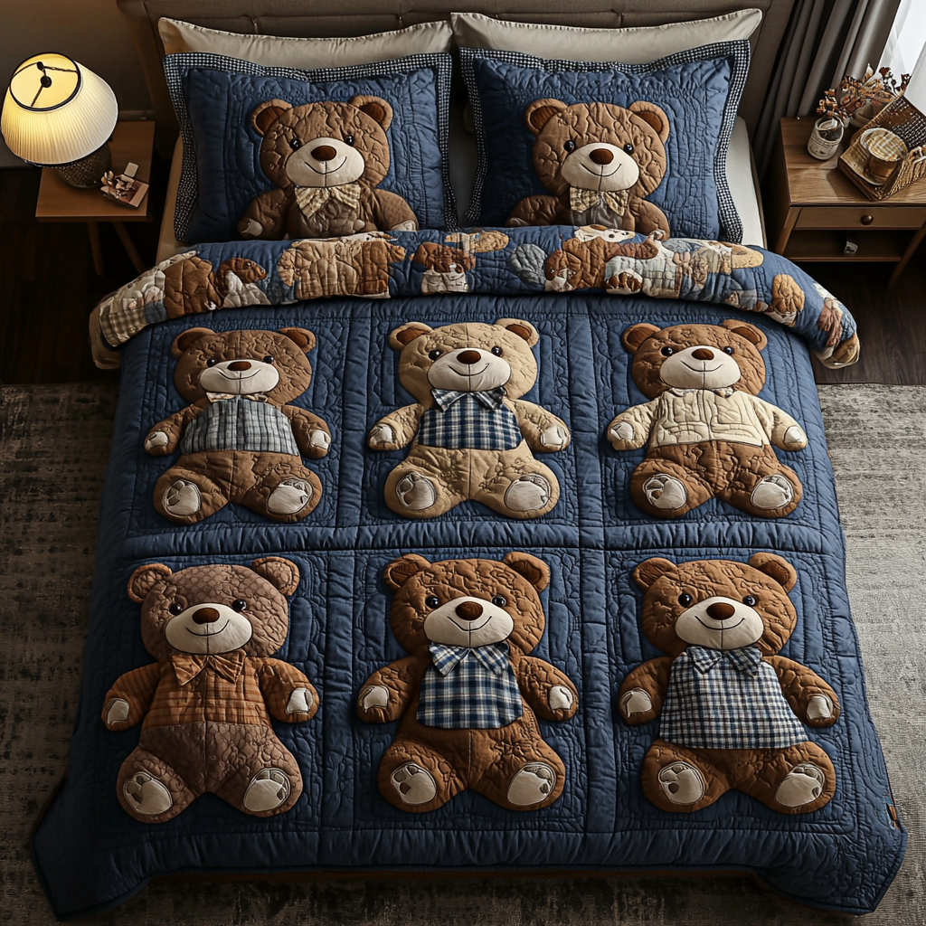 Teddy Comfort 3-Piece Quilted Bedding Set NCU0VH3366