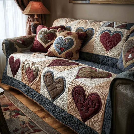 Tender Hearts Quilted Sofa Cover NCU0NT11531
