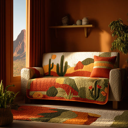 Terracotta Glow Quilted Sofa Cover NCU0VL3032