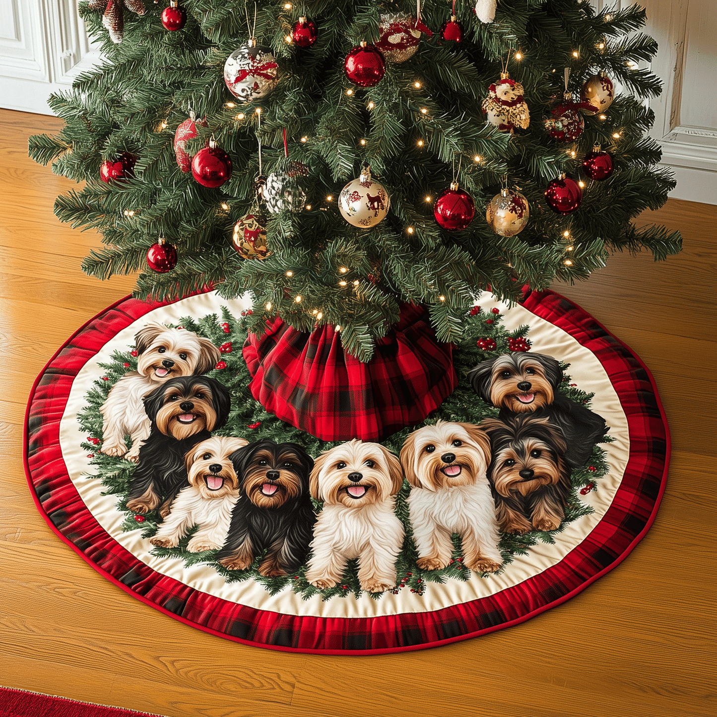 Terrier Tails Quilted Christmas Tree Skirt NCU0TH2021