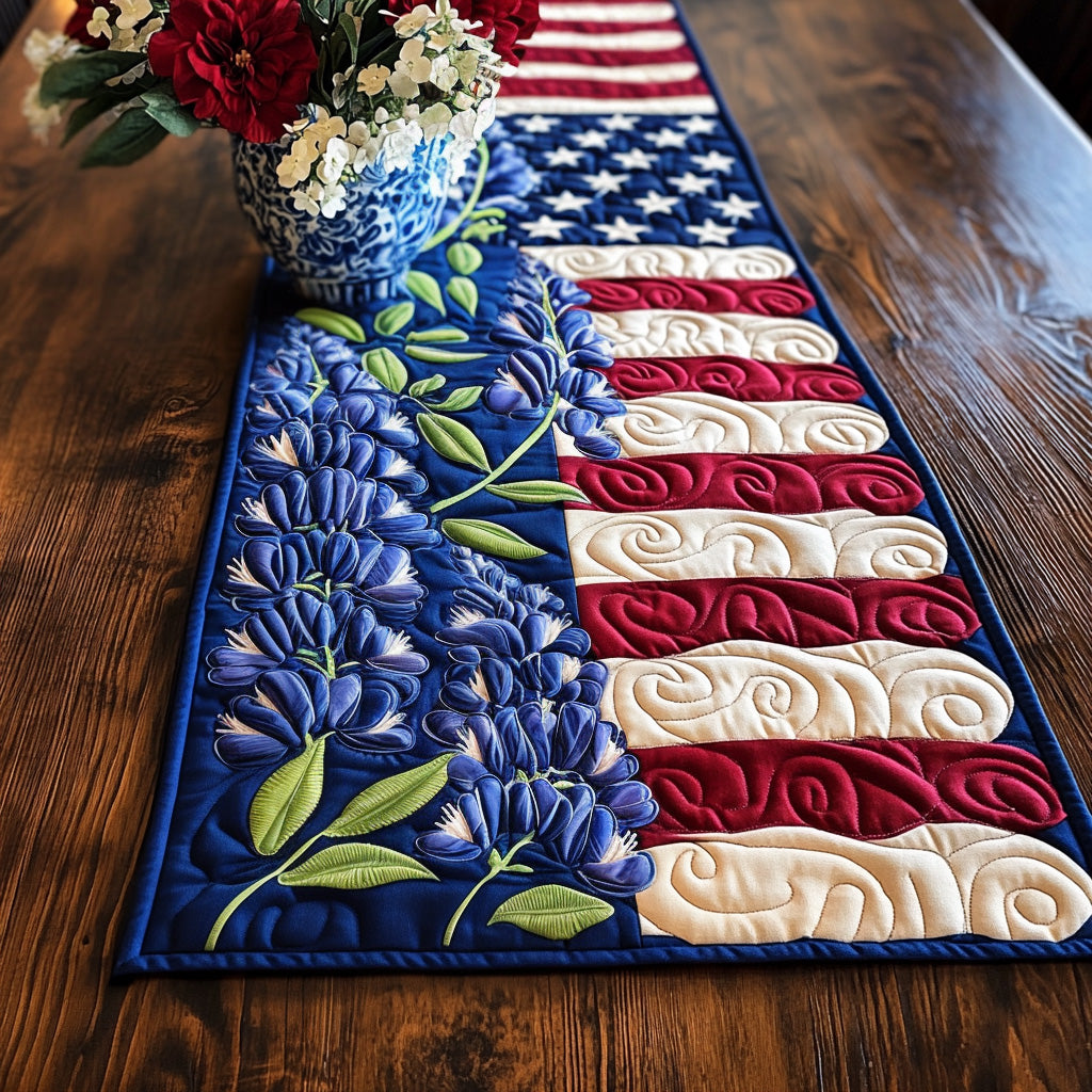 Texas Bluebonnet Quilted Table Runner NCU0NT5511
