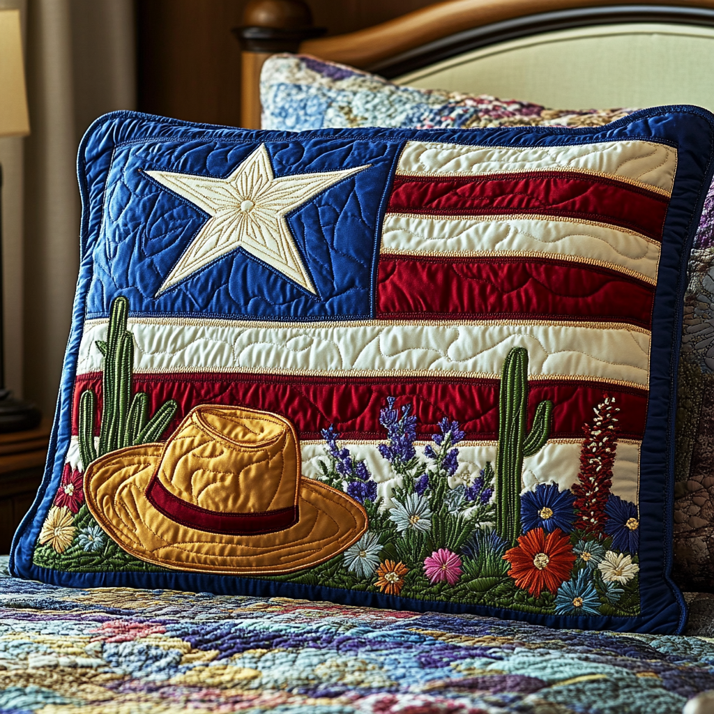 Texas Heart Quilted Bedding Pillow Case NCU0DV5205