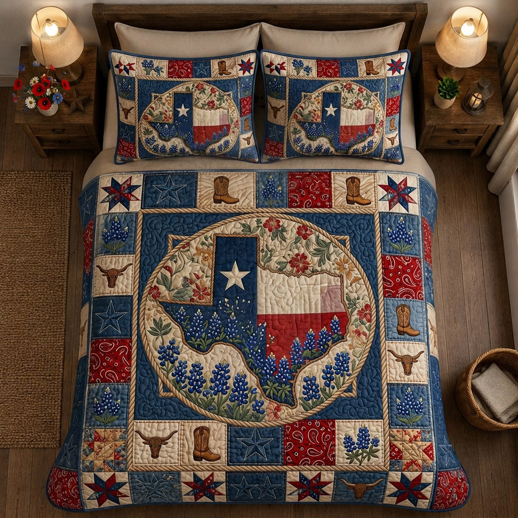 Texas Amber Glow 3-Piece Quilted Bedding Set NCU0HH2025