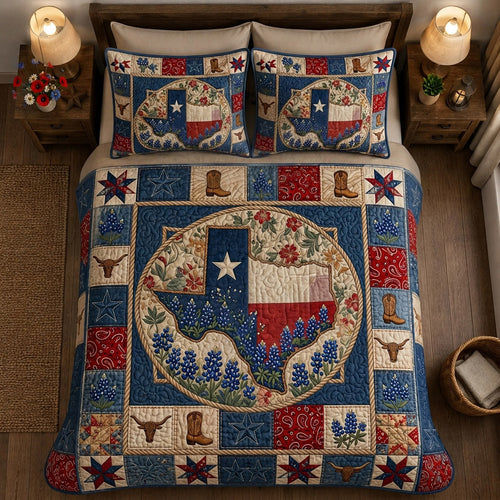 Texas Amber Glow 3-Piece Quilted Bedding Set NCU0HH2025