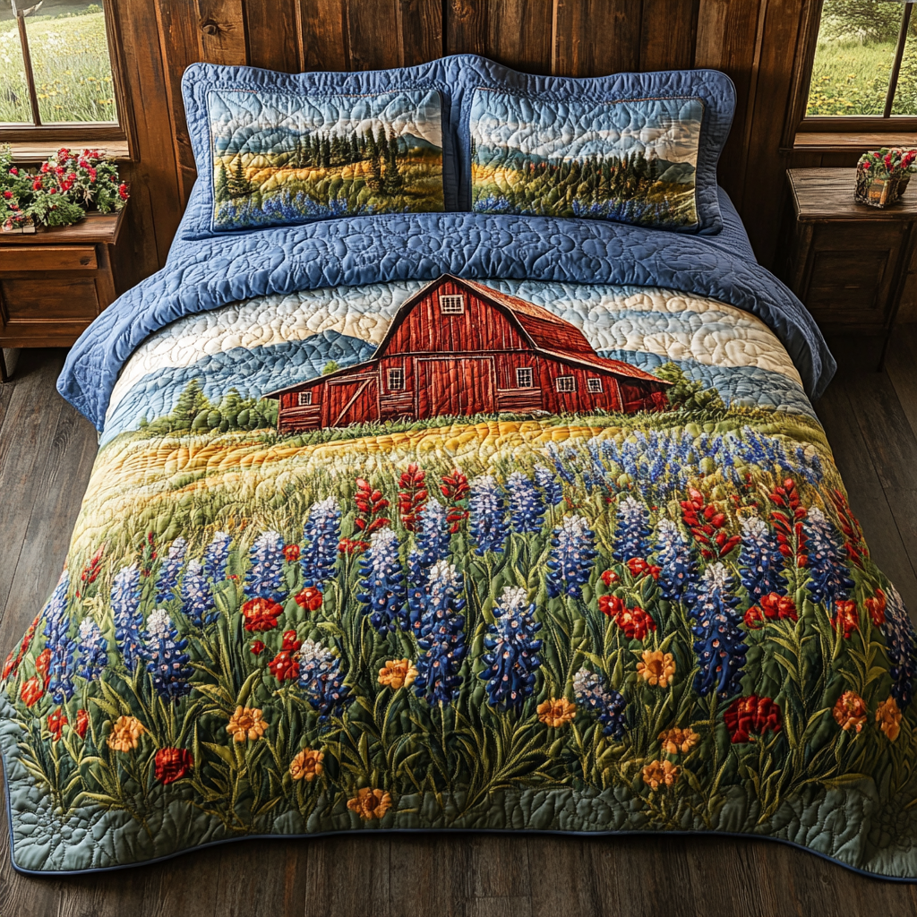 Texas Barn 3-Piece Quilted Bedding Set NCU0DV5130
