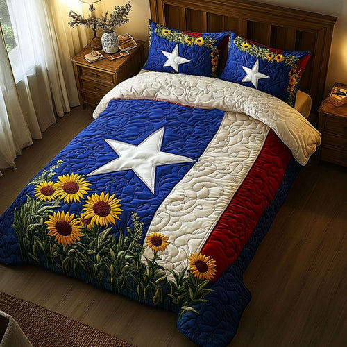 Texas Bloom 3-Piece Quilted Bedding Set NCU0NT6350