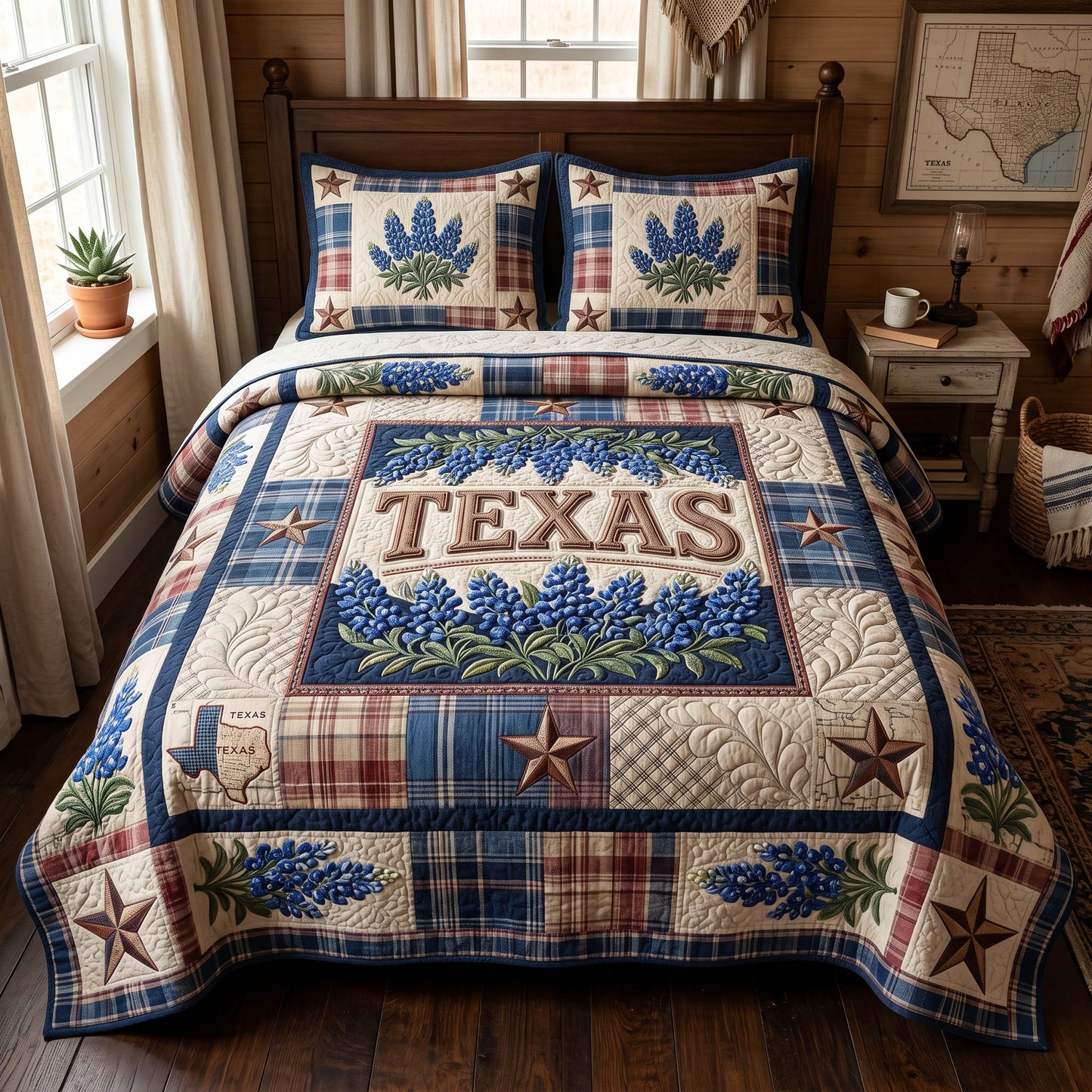 Texas Bloom 3-Piece Quilted Bedding Set NCU0TD2771