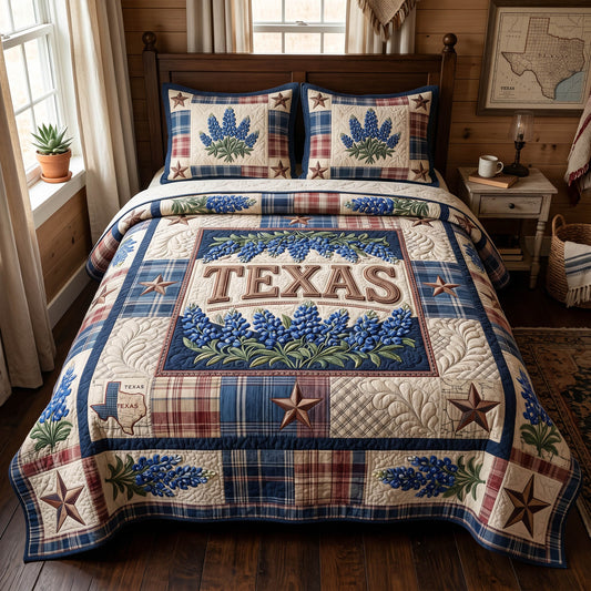 Texas Bloom 3-Piece Quilted Bedding Set NCU0TD2771