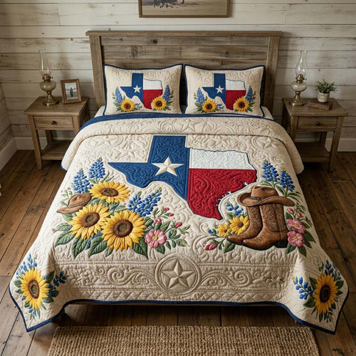Texas Bloom Ranch 3-Piece Quilted Bedding Set NCU0QD005