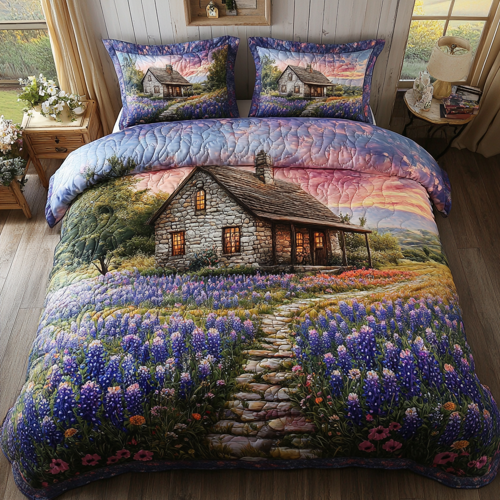 Texas Blooms 3-Piece Quilted Bedding Set NCU0DK7111
