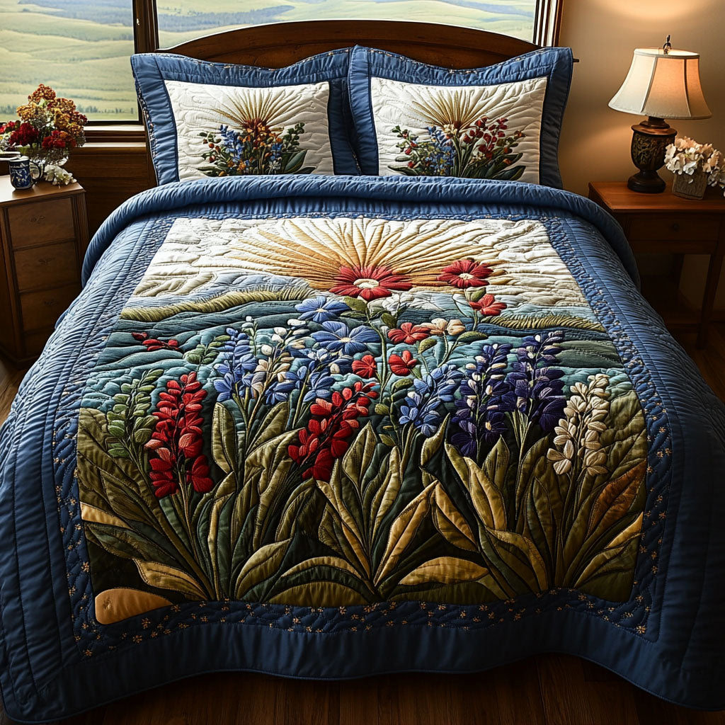 Texas Blooms 3-Piece Quilted Bedding Set NCU0PT6415