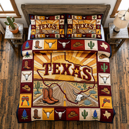 Texas Blue Horizon 3-Piece Quilted Bedding Set NCU0HH2027