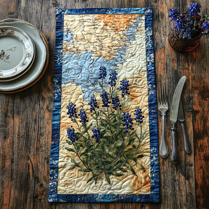 Texas Bluebonnet Bliss Quilted Table Runner NCU0DV4459
