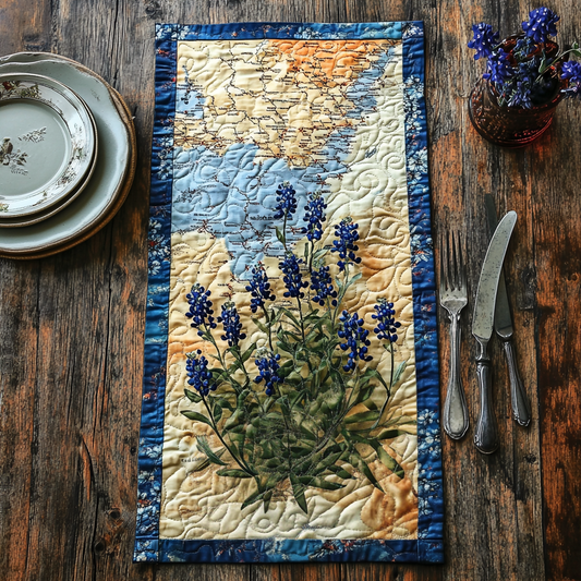 Texas Bluebonnet Bliss Quilted Table Runner NCU0DV4459