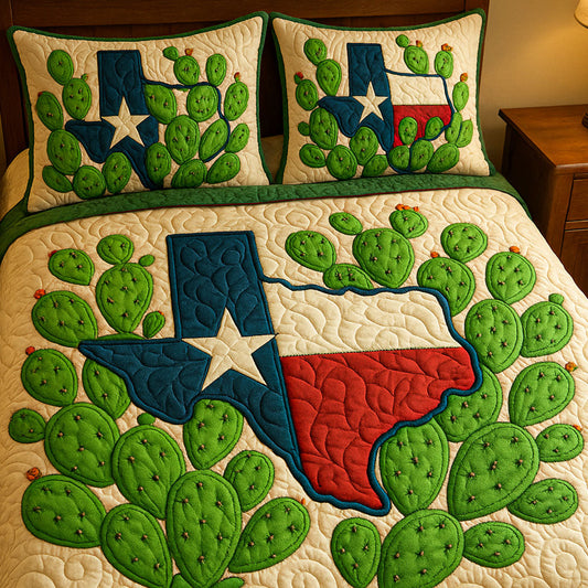 Texas Cactus Embrace 3-Piece Quilted Bedding Set NCU0NT6322