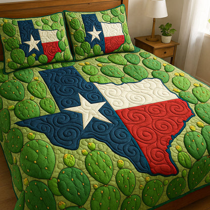 Texas Cactus Glory 3-Piece Quilted Bedding Set NCU0NT6323