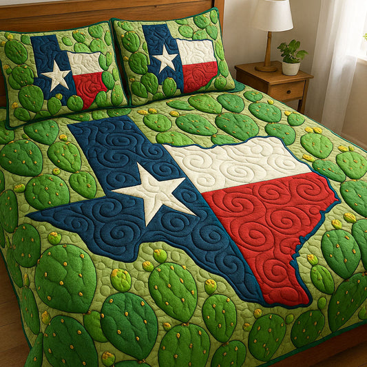 Texas Cactus Glory 3-Piece Quilted Bedding Set NCU0NT6323