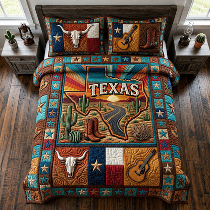 Texas Desert Rose 3-Piece Quilted Bedding Set NCU0HH2029