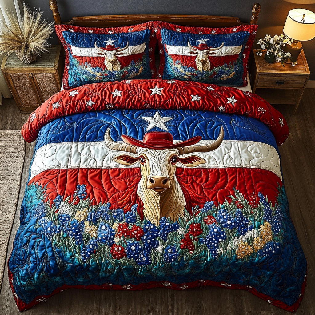 Texas Flag 3-Piece Quilted Bedding Set NCU0VH4452