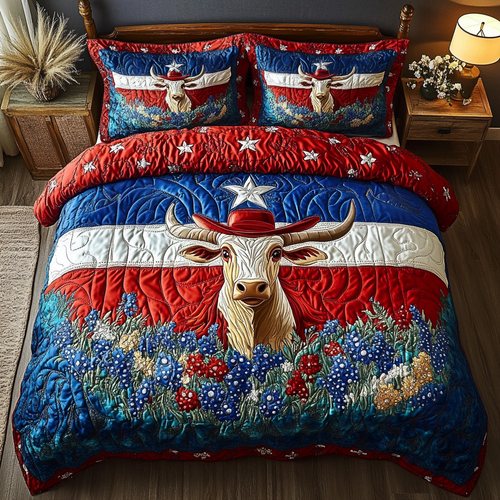 Texas Flag 3-Piece Quilted Bedding Set NCU0VH4452