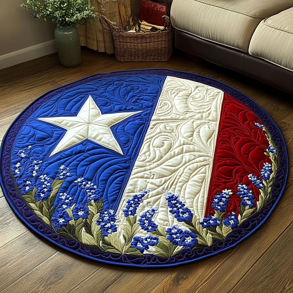 Texas Flag Hat Quilted Round Mat NCU0NT6232