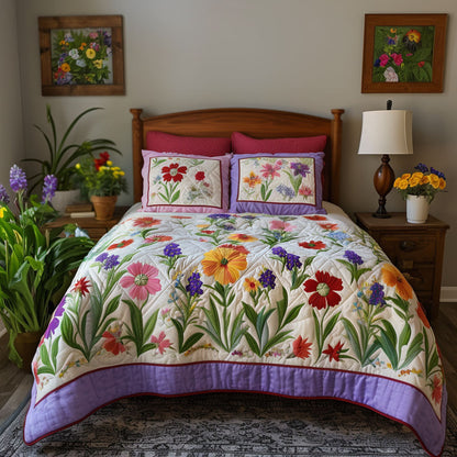 Texas Floral Patchwork 3-Piece Quilted Bedding Set NCU0PT6395