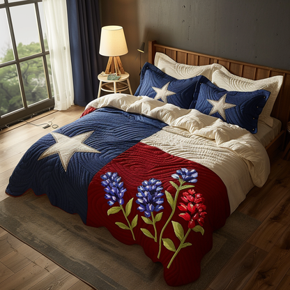 Texas Flowers Charm 3-Piece Quilted Bedding Set NCU0DV5129