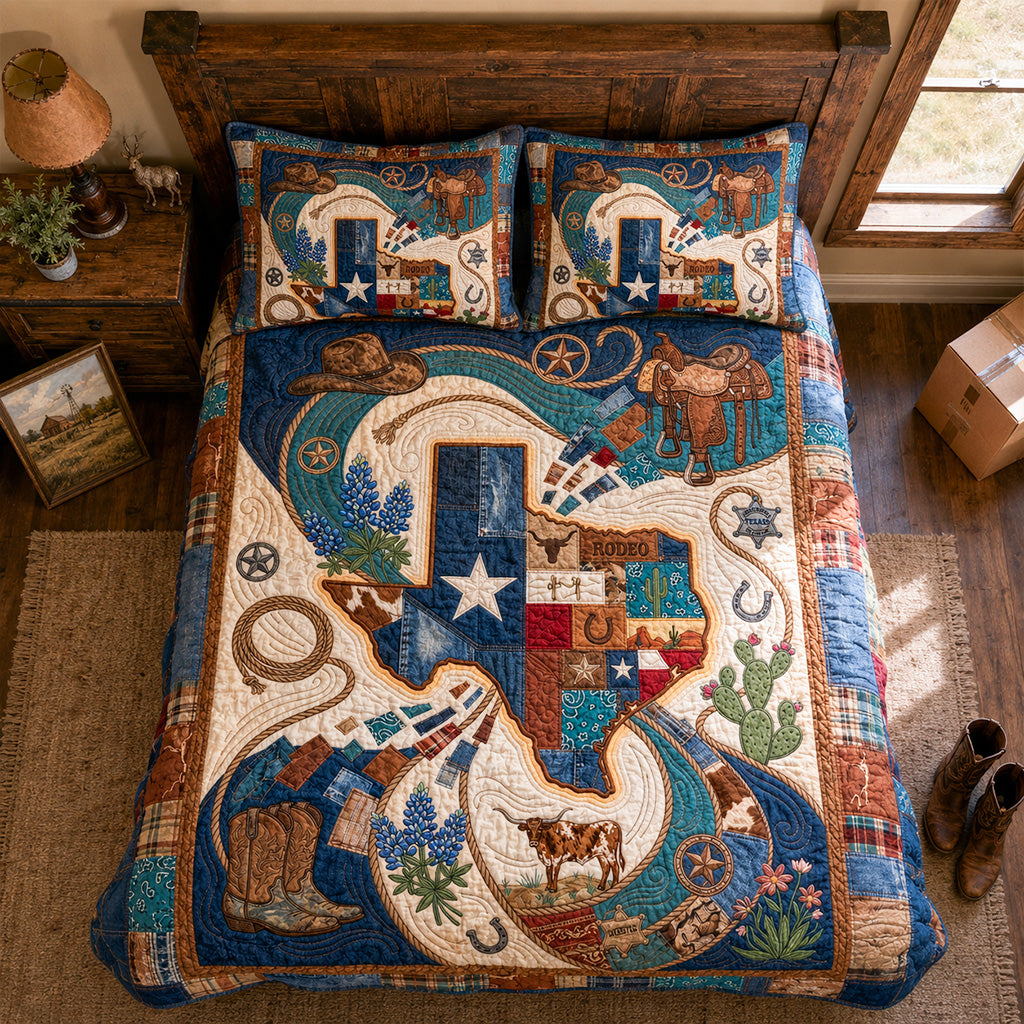 Texas Gravitational Heritage 3-Piece Quilted Bedding Set NCU0PT11739