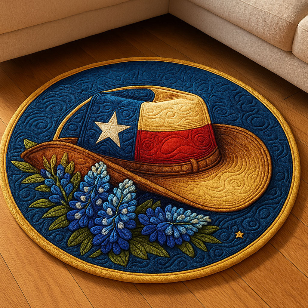 Texas Hat Bloom Quilted Round Mat NCU0NT6233