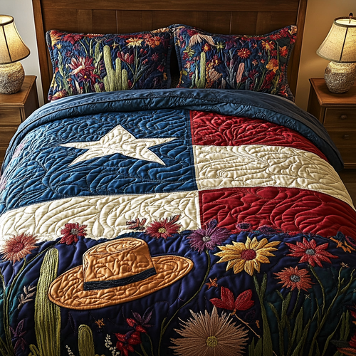 Texas Heart 3-Piece Quilted Bedding Set NCU0DV4942