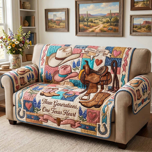 Texas Heart Quilted Sofa Cover NCU0XD2869
