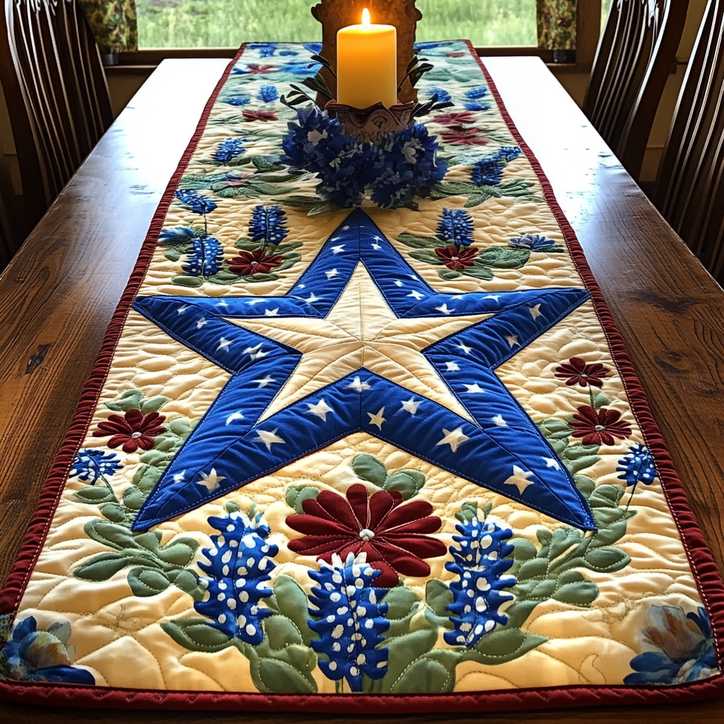 Texas Heart Quilted Table Runner NCU0VL2183