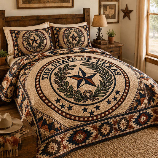 Texas Heritage 3-Piece Quilted Bedding Set NCU0QD041