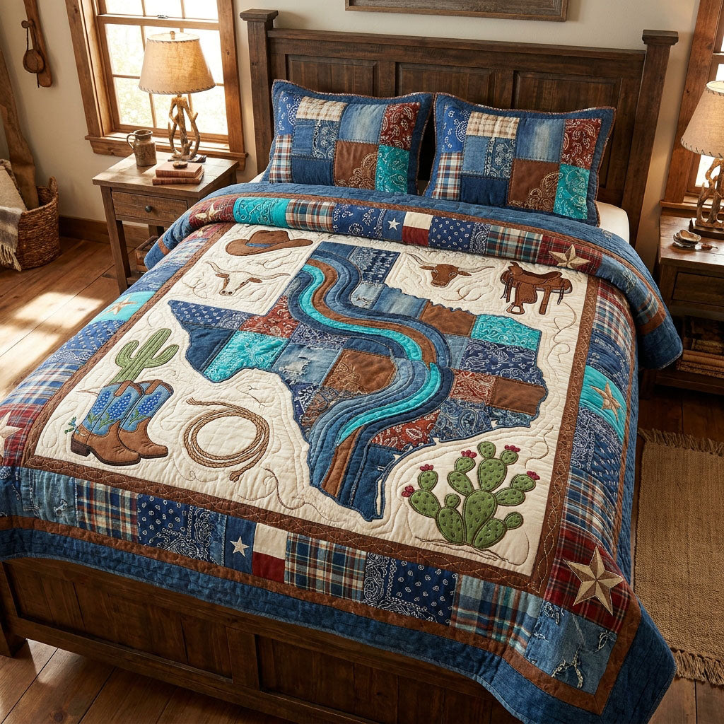 Texas Heritage Trail 3-Piece Quilted Bedding Set NCU0PT11749