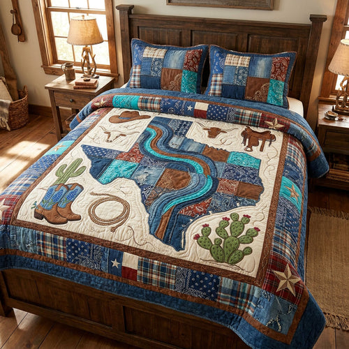 Texas Heritage Trail 3-Piece Quilted Bedding Set NCU0PT11749