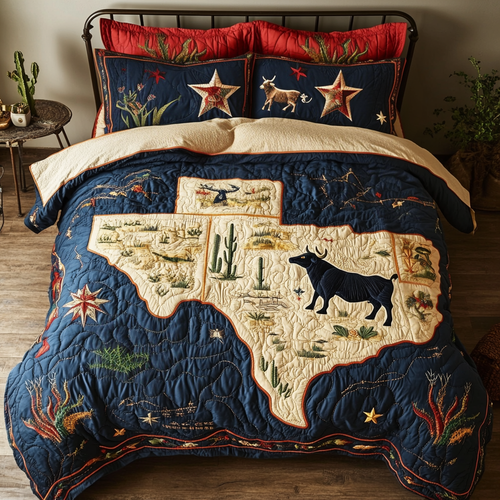Texas Landscape 3-Piece Quilted Bedding Set NCU0VH4448