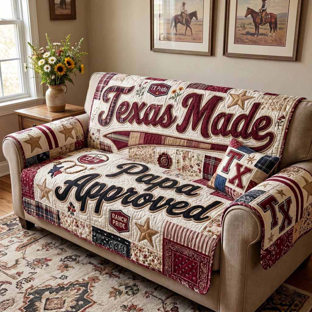 Texas Made Quilted Sofa Cover NCU0XD2866